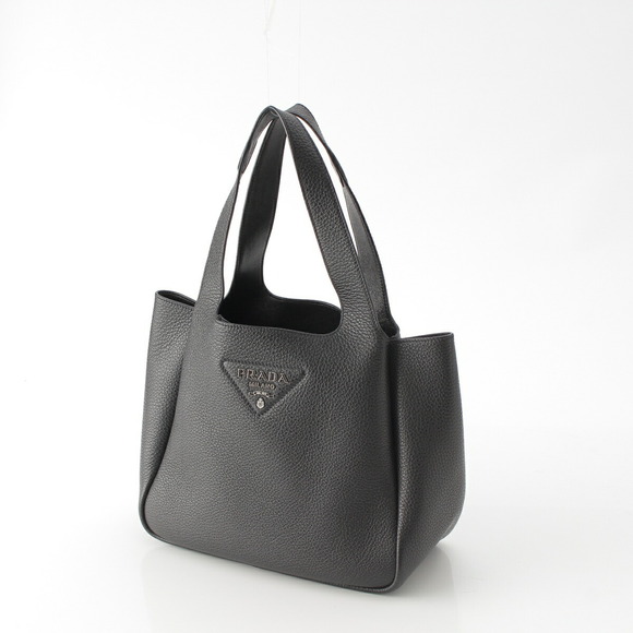 Prada Handbags - Prada Leather Black Tote Vitello Dino Bag Triangle Soft Logo